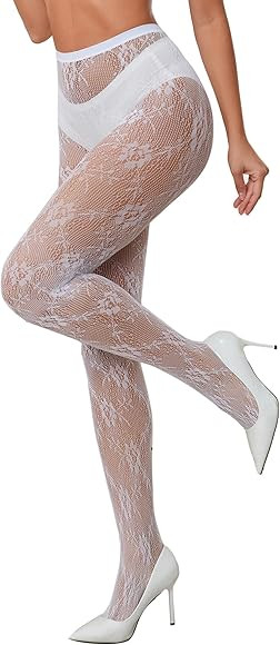 SwiiDuu Sexy Tights for Women High Waist Fishnet Stockings Lace Leggings Floral Lace Pantyhose | Amazon (CA)