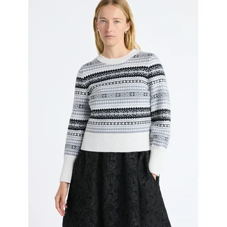 Free Assembly Women's and Women’s Plus Fair Isle Pullover Sweater with Tall Cuffs, Midweight, Sizes XS-4X | Walmart (US)