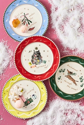 Caroline Stoneware Holiday Dessert Plate | Anthropologie (US)
