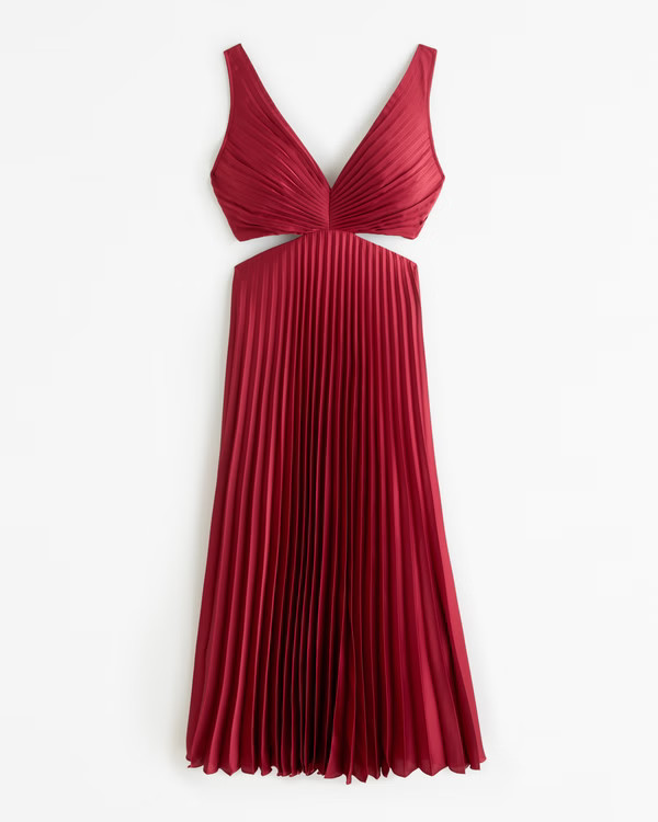The A&F Giselle Pleated Cutout Maxi Dress | Abercrombie & Fitch (US)