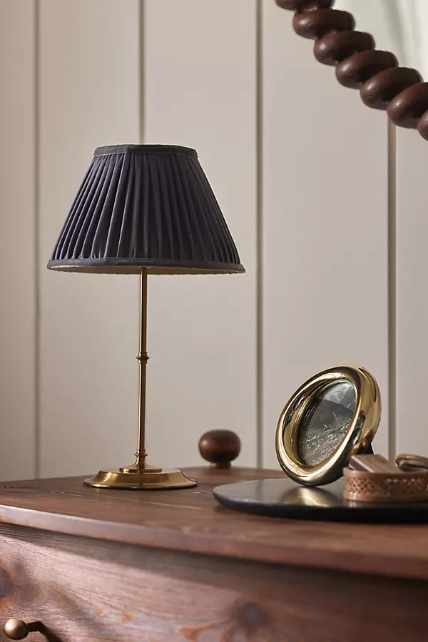 Pooky Reed Cordless Portable Metal Ruched Shade Table Lamp | Anthropologie (US)