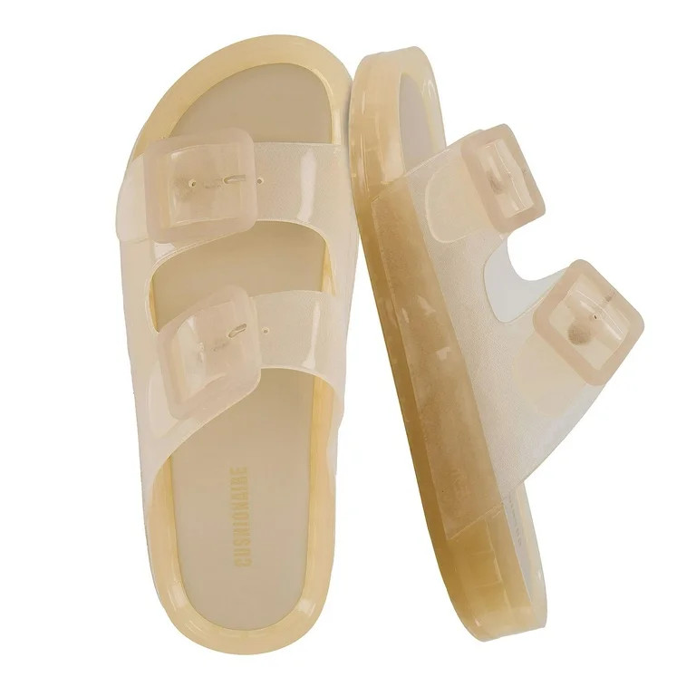 Cushionaire Pool Slides For Women Waterproof Double Buckle Adjustable Slip-On Womens Sandals For ... | Walmart (US)