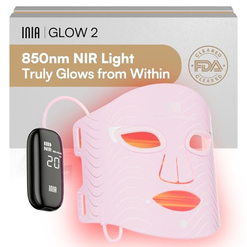 INIA Red Light Therapy Mask for Face – 4 Light Modes with 850nm NIR, Red & Blue LED Light Therapy, 2600mAh Rechargeable LED Face Mask for Radiant Glow at Home, Pink | Amazon (US)
