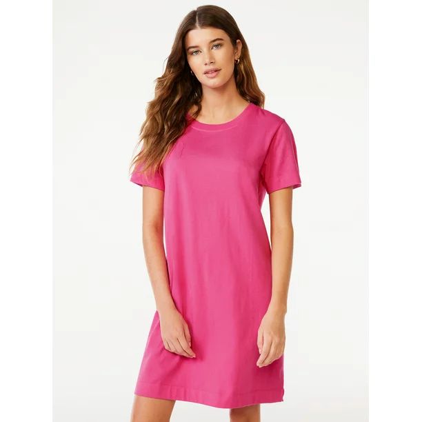 Free Assembly Women's Mini T-Shirt Dress with Short Sleeves, Sizes XS-XXXL | Walmart (US)