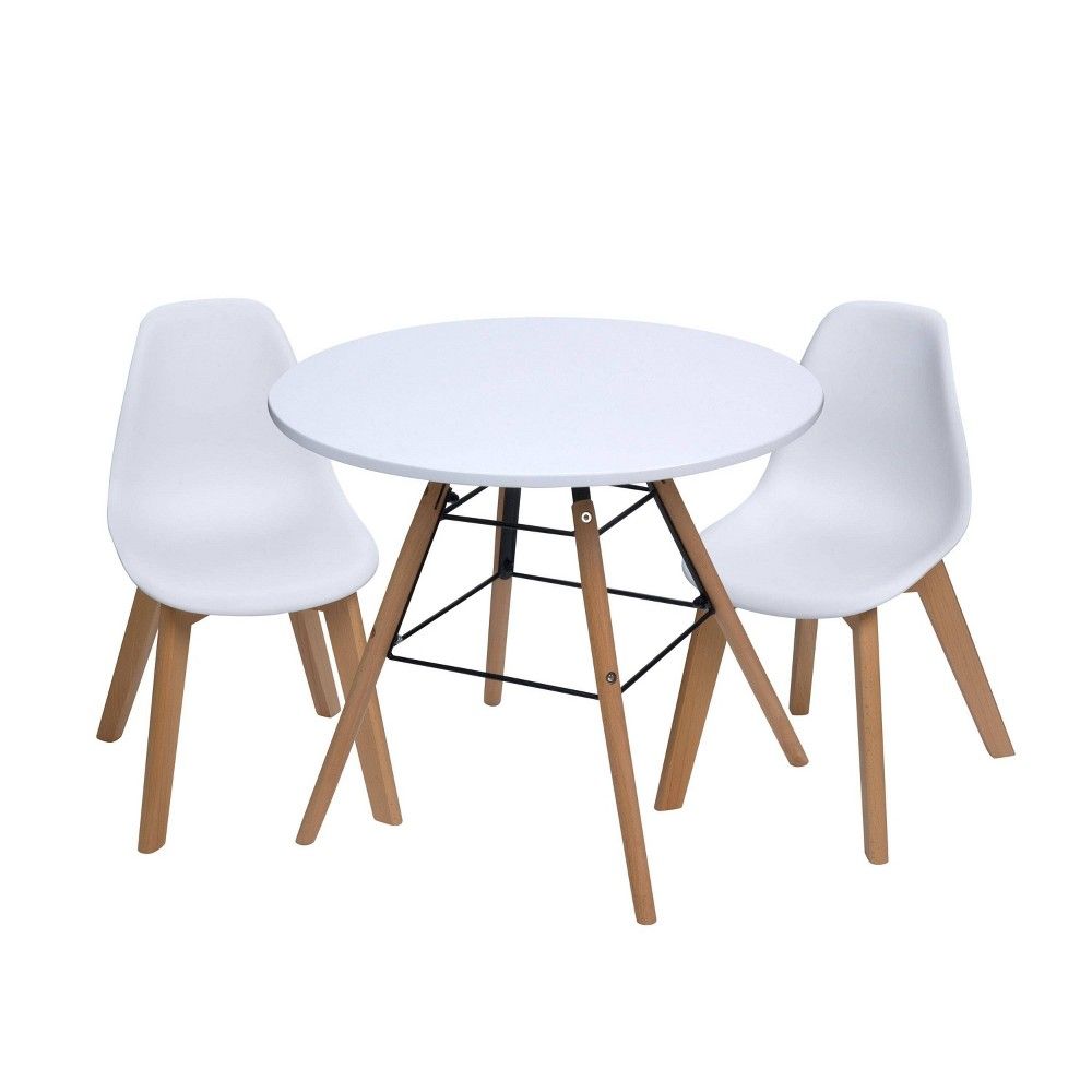 3pc Modern Kids' Round Table and Chair Set White - Gift Mark | Target