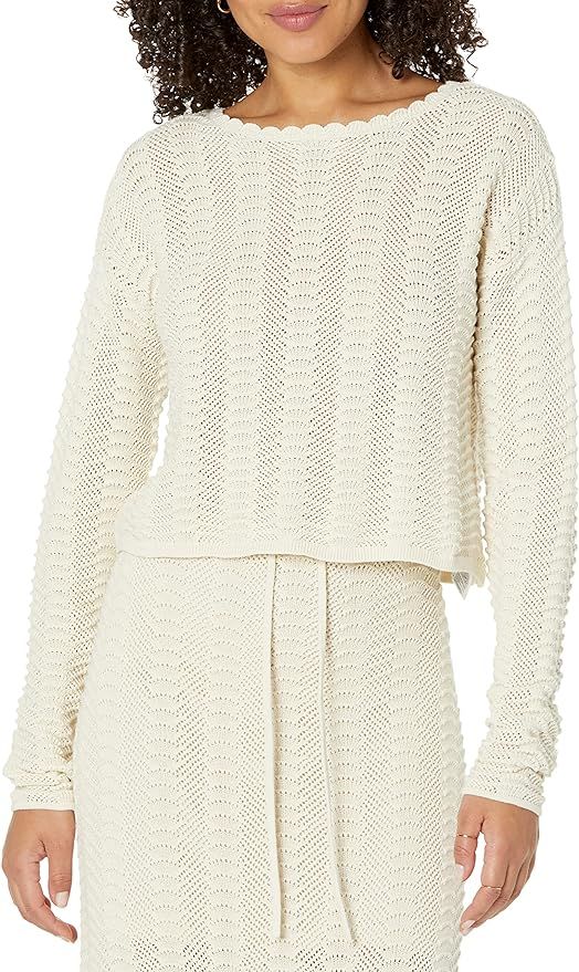 Amazon.com: The Drop Women's Makayla Crochet Drop Shoulder Cropped Pullover, Birch, S : Clothing,... | Amazon (US)