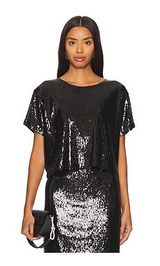 LNA Zosia Sequin T Shirt in Black from Revolve.com | Revolve Clothing (Global)