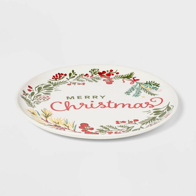 16" Stoneware Merry Christmas Round Serving Platter - Threshold™ | Target