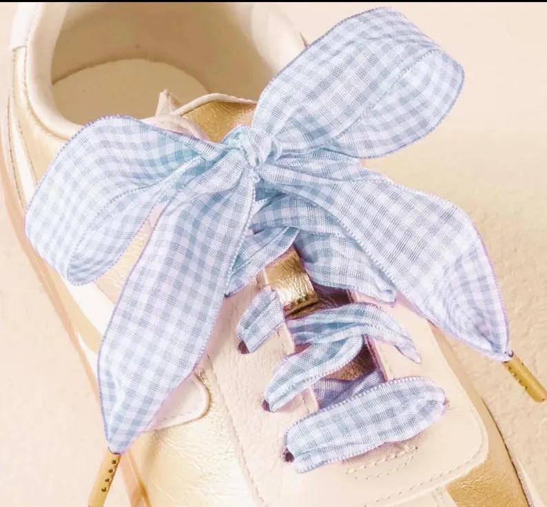 Carolina Blue Gingham Shoelaces - Etsy | Etsy (Global)