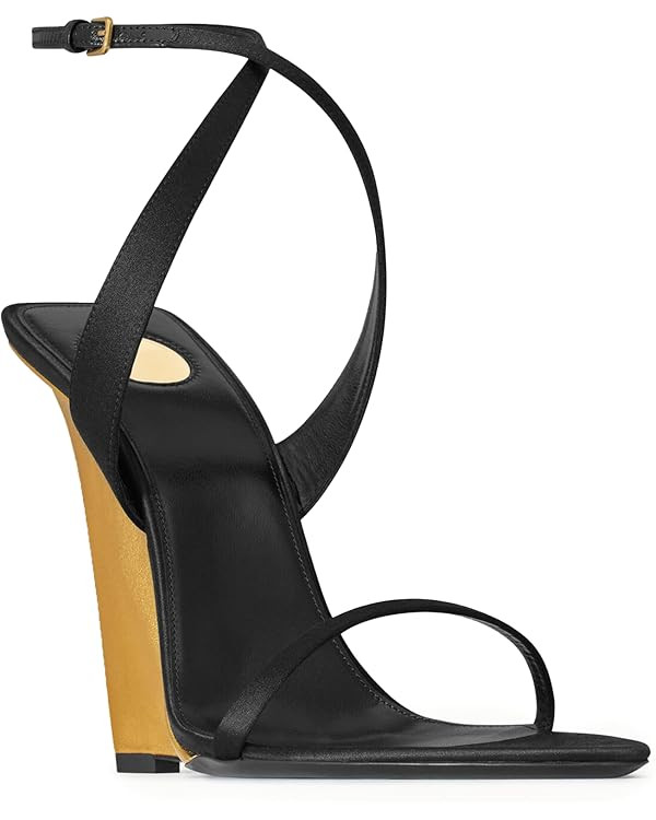 Wedge Sandals for Women Strappy Wedge Heels Pointed Open Toe Heeled Sandals Buckle Ankle Strap He... | Amazon (US)