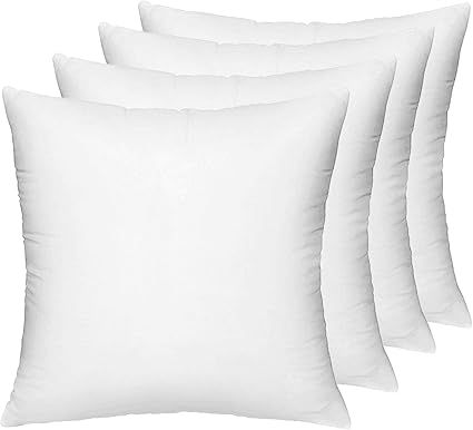 18x18 Pillow Insert Set of 4, Decorative Euro Square Throw Pillow Inserts for Couch, Sofa, Bed | Amazon (US)