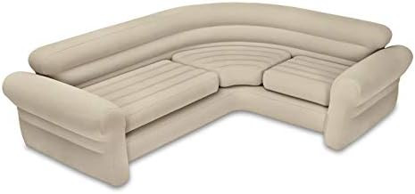 Intex 68575EP Inflatable Corner Living Room Air Mattress Sectional Sofa, Beige | Amazon (US)