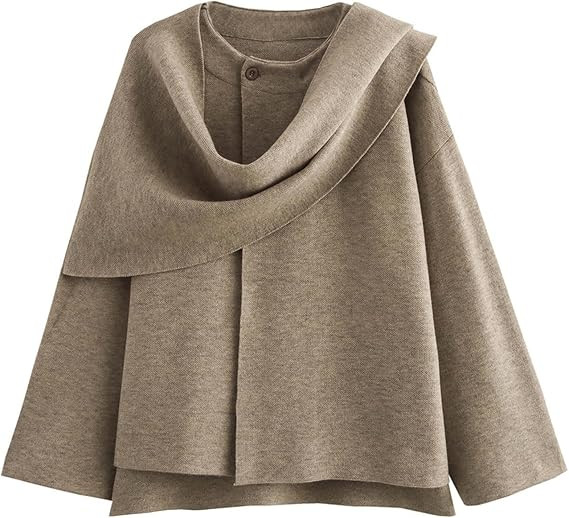 WOWULOVELY Women's Winter Oversized Scarf Jacket Shawl Wraps Knit Long Sleeve Button Peacoat Coat... | Amazon (US)