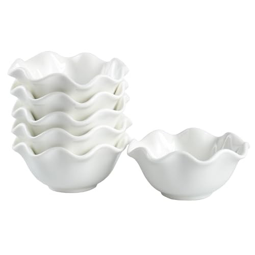 1.6 oz Porcelain Pinch Bowls, Set of 6 Wavy Small Bowls for Sauces, Dippings, Charcuterie, Condim... | Amazon (US)