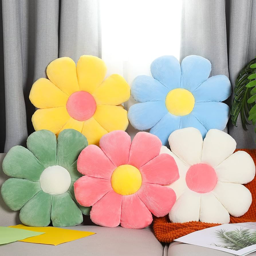 Coume 5 Pieces 15 Inch Flower Pillow Flower Shaped Throw Pillow Aesthetic Daisy Pillow Cute Decor... | Amazon (US)