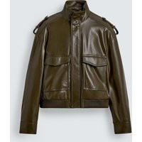 Zara - Faux Leather Cropped Fit Jacket - Men - Olive Green - Men | Zara US