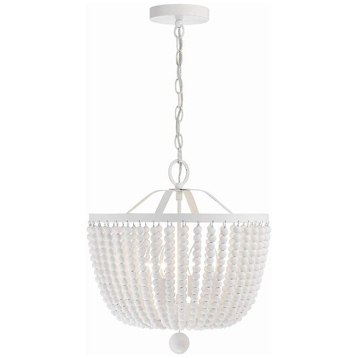 Crystorama Rylee 16 1/2" Wide 4-Light Matte White Beaded Chandelier | Lamps Plus