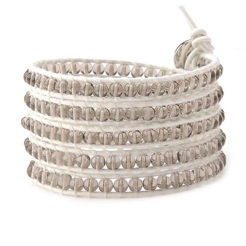 Gray Crystal Beads on White | Victoria Emerson