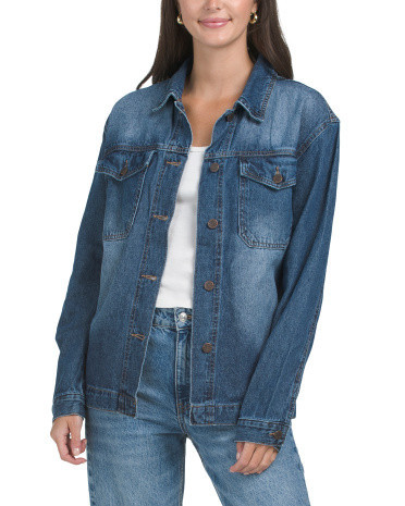 Denim Jacket With Belt For Women, Cotton | TJ Maxx