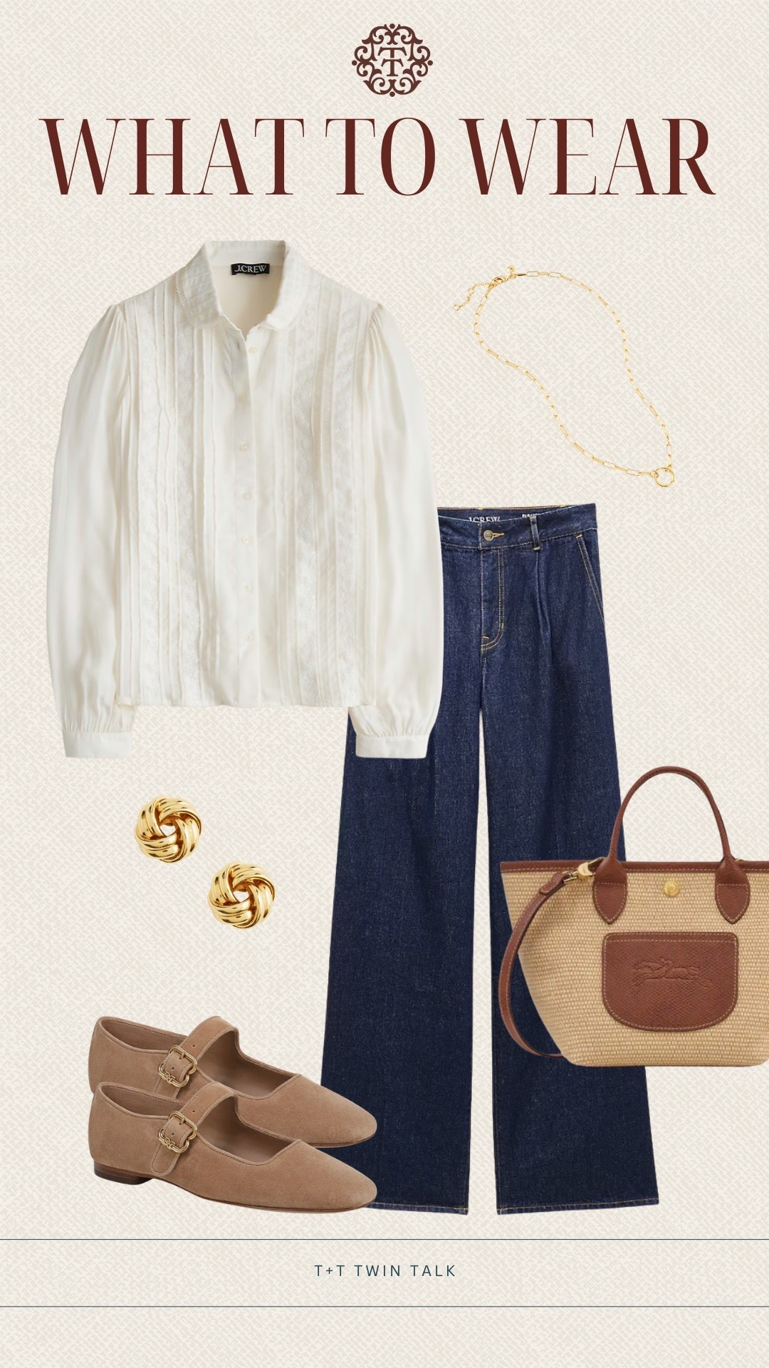 We styled this J. Crew blouse with their trouser denim jeans for a simple, put-together look. The Nordstrom Mary Jane flats and woven tote add neutral elements that complement the outfit. Perfect for running errands or brunch with friends!

#LTKOver40 #LTKSeasonal #LTKootd