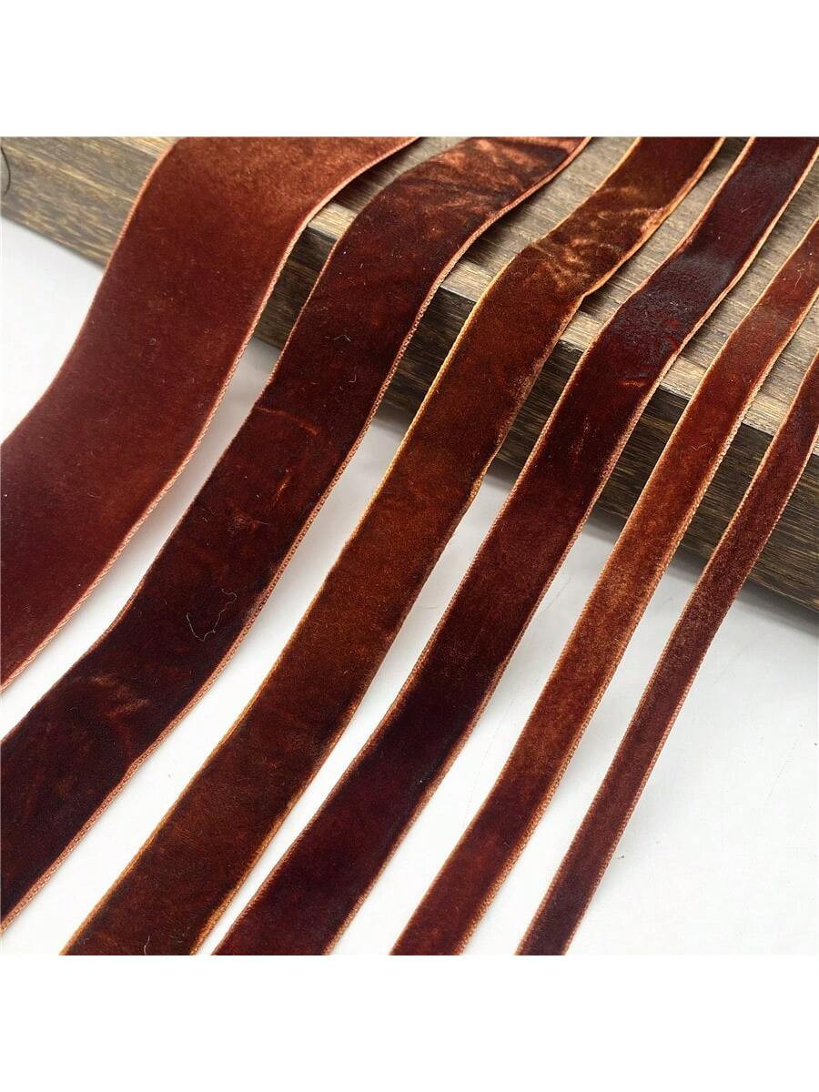 6-38mm Coffee Color Single Sided Velvet Ribbon Christmas Ribbon Jewelry Display Packaging Flower ... | SHEIN