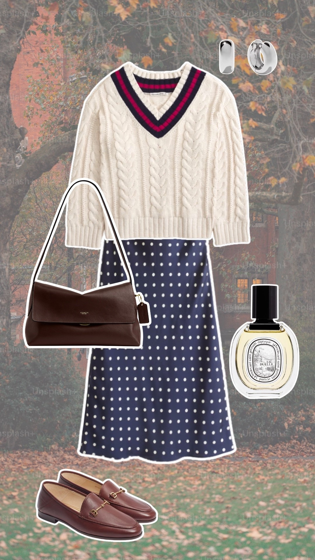 chic fall outfit. academia aesthetic outfits. fall college outfits. polka dot midi dress.

#LTKSeasonal #LTKSaleAlert #LTKgrwm