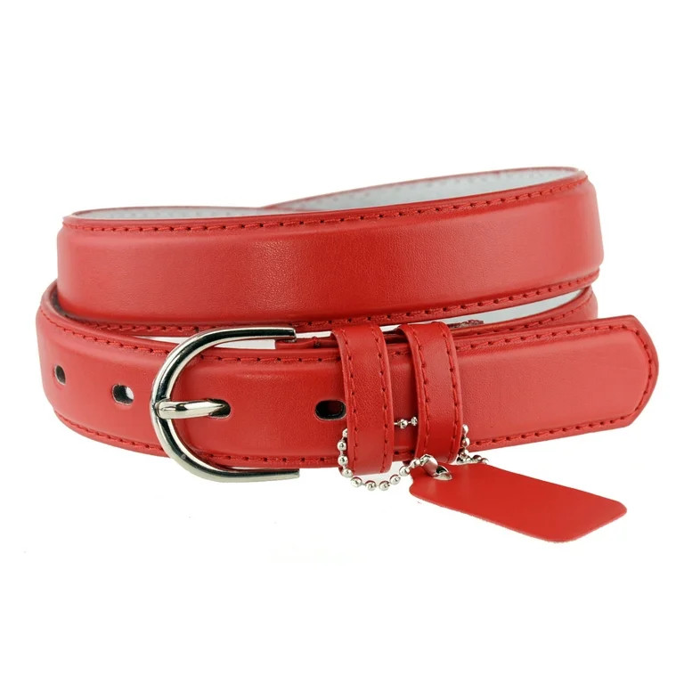 Eurofashion Women's Basic Genuine Bonded Leather Dressy Belt, Red, Medium | Walmart (US)