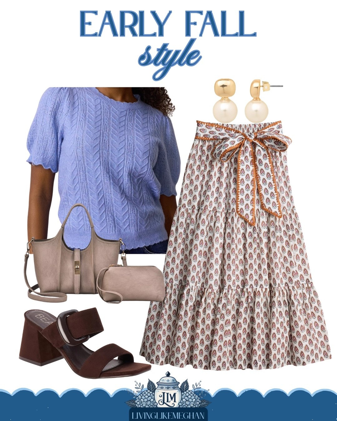 Early Fall Style Inspo | Periwinkle & Block Print

A early fall outfit edit! 🍂 Layering this lightweight periwinkle knit sweater over a block print midi skirt with warm brown accents for the perfect transitional look. Pair with classic pearl drop earrings and a sleek taupe crossbody bag!

Early fall outfit ideas • fall transition style • short sleeve knit sweater • tiered floral midi skirt • neutral fall accessories

#LTKSaleAlert #LTKSeasonal #LTKootd