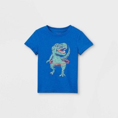 Toddler Boys' T-Rex Hula Hoop Graphic Short Sleeve T-Shirt - Cat & Jack™ Blue | Target