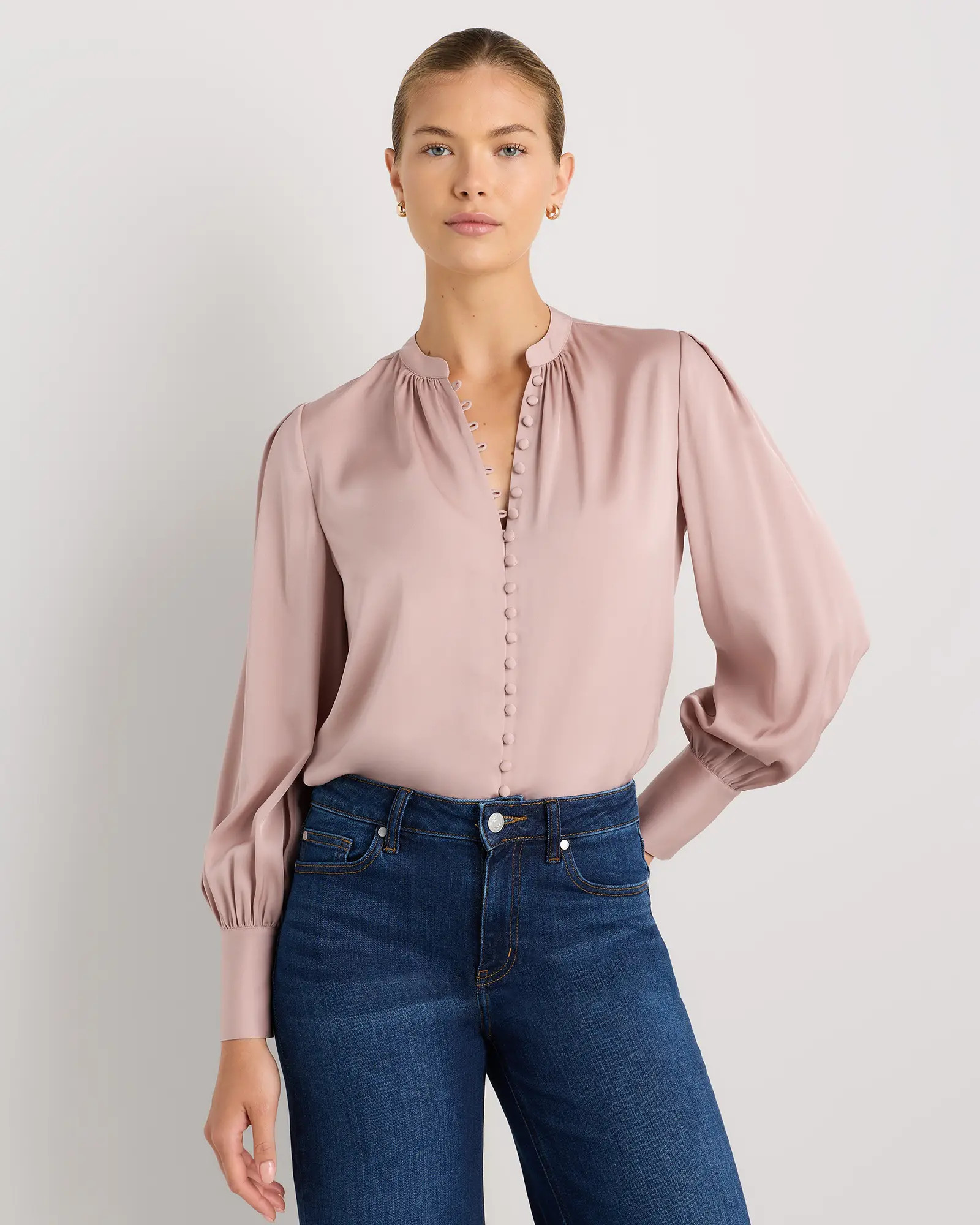 Washable Stretch Silk Peasant Blouse | Quince