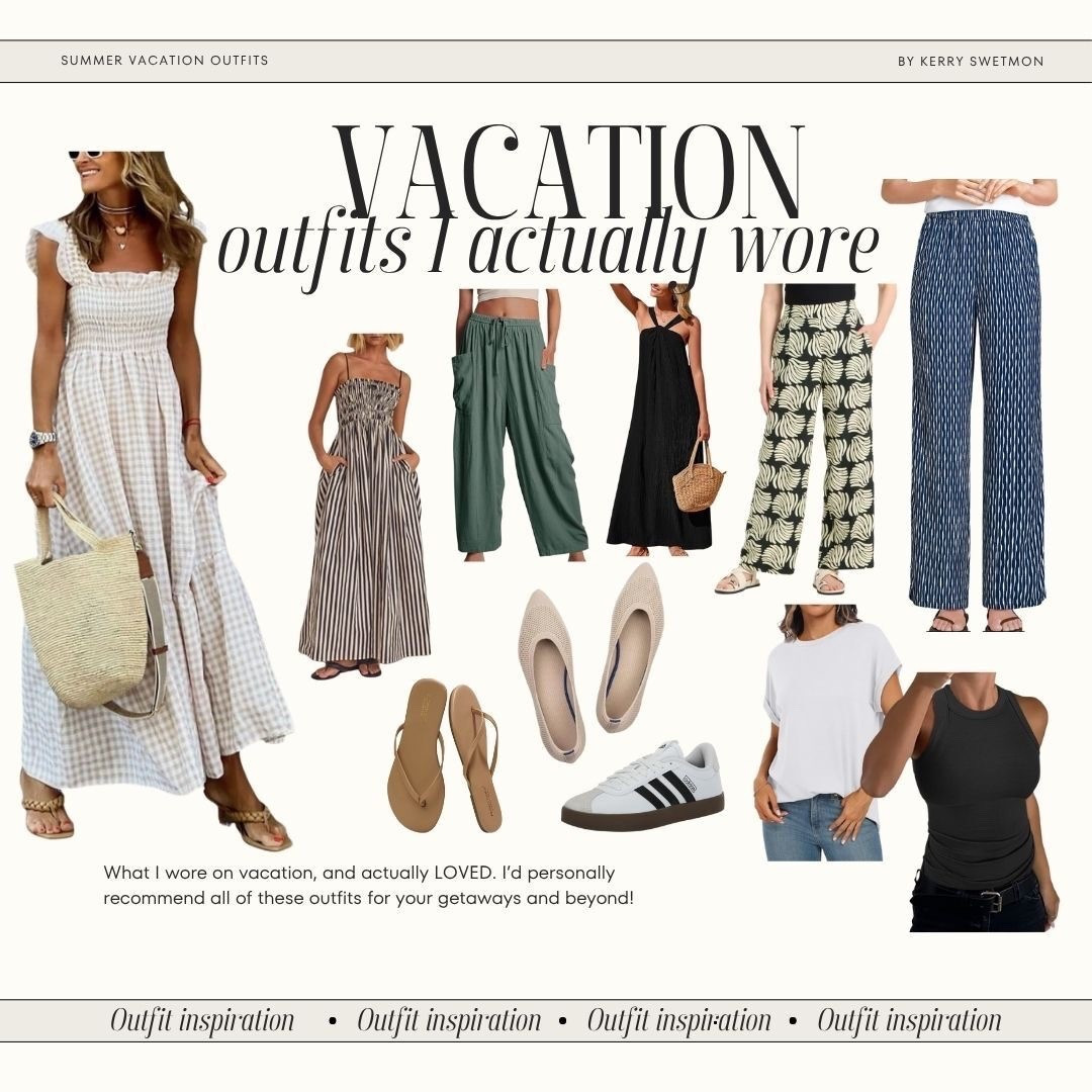 Vacation outfits I actually wore! From comfortable shoes, tops that go with anything, fun pants, and beautiful, lightweight dresses! I got your packing covered. 

#LTKSeasonal