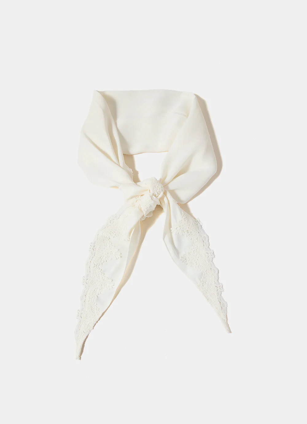 Cream Satin Lace Trim Scarf | Mint Velvet