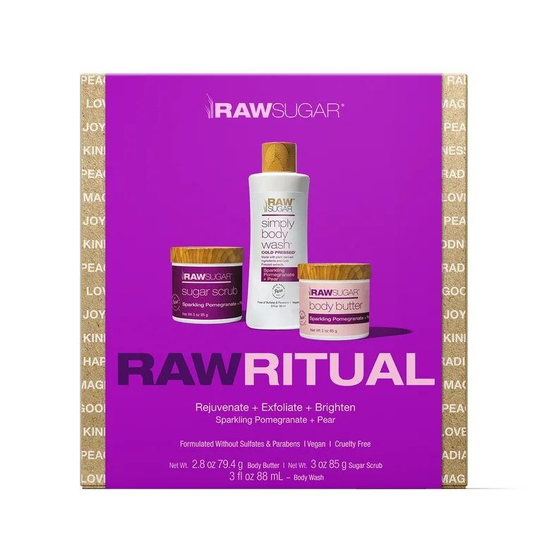 Raw Sugar Raw Ritual Holiday Gift Set, Includes Sugar Scrub, Body Wash, & Body Butter in Sparklin... | Walmart (US)
