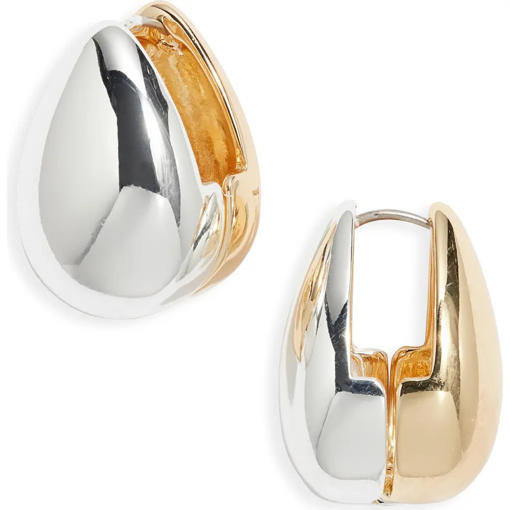 Nordstrom Polished Teardrop Huggie Earrings in Silver- Gold at Nordstrom | Nordstrom