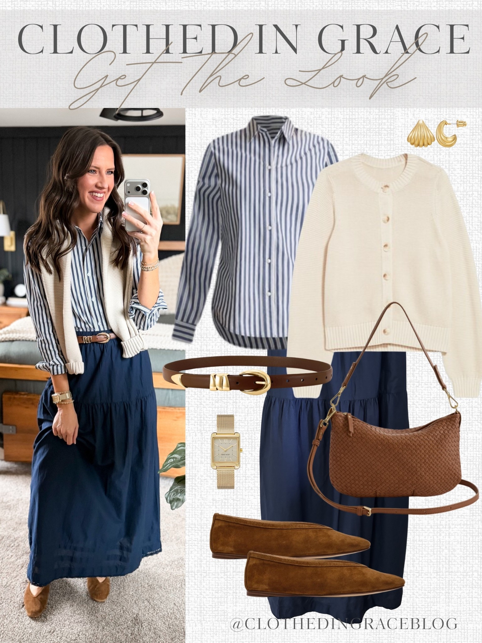 Capsule Wardrobe Styling 

Button up - medium 
Cardigan - small tall
Skirt - small tall 