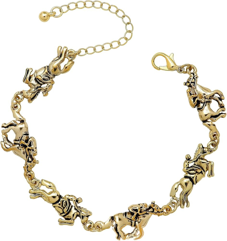 RechicGu Vintage Horse Racing Charms Cuff Bracelet Bangle - Funny Derby Jewelry for Women, Gift f... | Amazon (US)