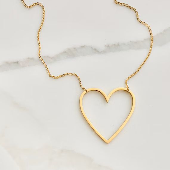 NEW large heart necklace oversized heart open heart heart oversize heart wedding gift bestseller ... | Etsy (US)