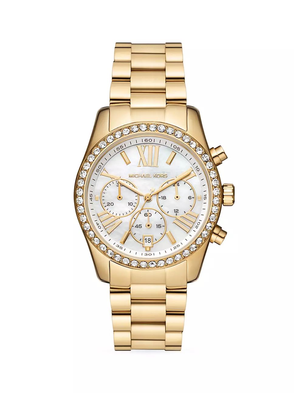 Lexington Goldtone, Mother-Of-Pearl, & Crystal Bracelet Watch | Saks Fifth Avenue