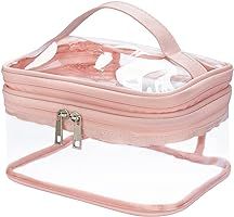 Double Layer Clear Cosmetic Bag Makeup Bag, Waterproof Travel Toiletry Bag, Transparent PVC Hair ... | Amazon (US)
