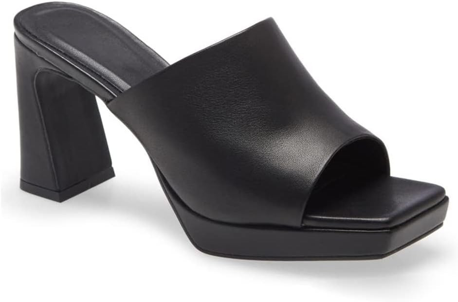 Trish Lucia Womens Platform Chunky Heels Mules Square Open Toe High Heeled Sandals Slip On Slides... | Amazon (US)