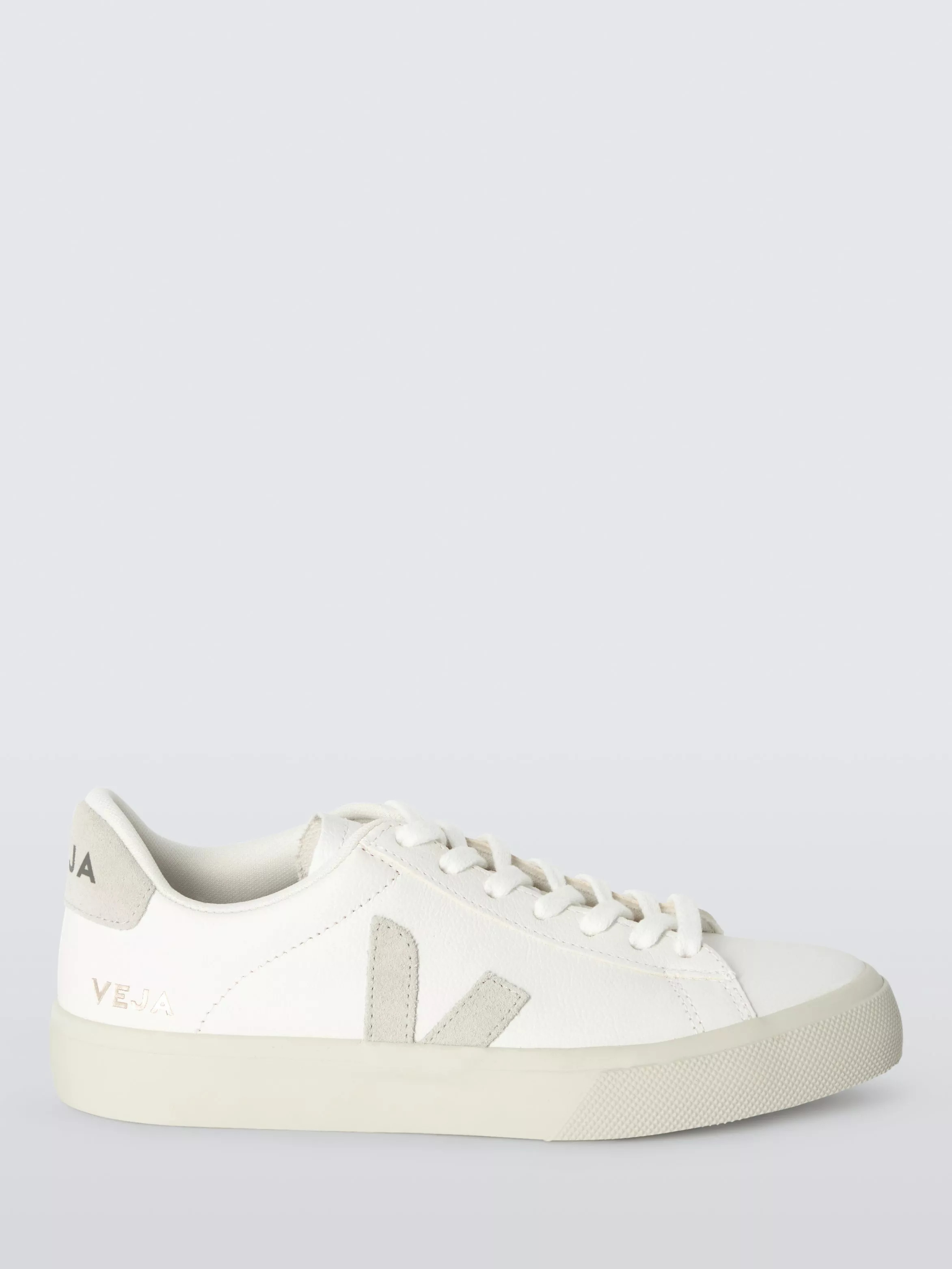 VEJACampo Suede Detail Leather Trainers, Extra White/Natural | John Lewis (UK)