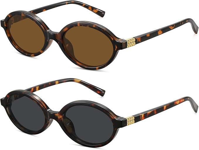 WOWSUN Retro Oval Sunglasses Womens Trendy Sun Glasses Sunnies UV400 Protection | Amazon (US)