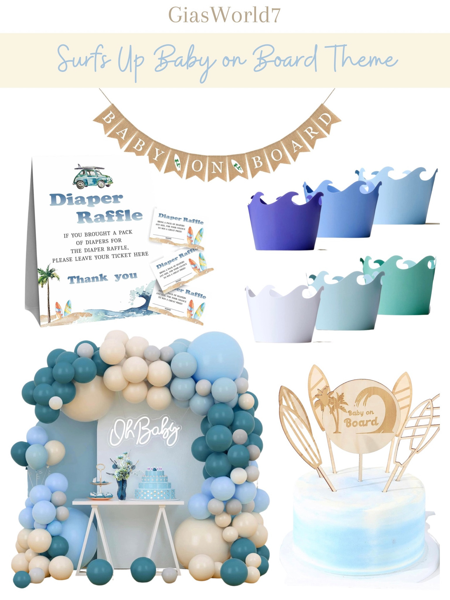 Surfs Up! Baby on Board BabyShower Theme Decoration Ideas.
This is such a cute summer babyshower theme idea! Specially for my summer and beach lovers. 

#LTKbaby #LTKkids #LTKbump