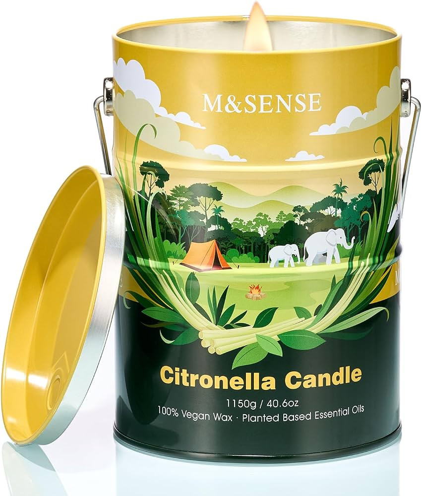 M&SENSE Citronella Candles Outdoor \u2013 220 Hour Burn, 40.6oz Large, Natural Non-Toxic Soy Wax,... | Amazon (US)