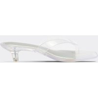 Glisten Thong Strap Kitten Heeled Mule In Clear Rubber, Women's Size UK 4 | EGO (UK)