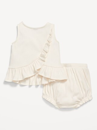Sleeveless Ribbed Ruffle-Trim Top and Shorts Set for Baby | Old Navy (US)