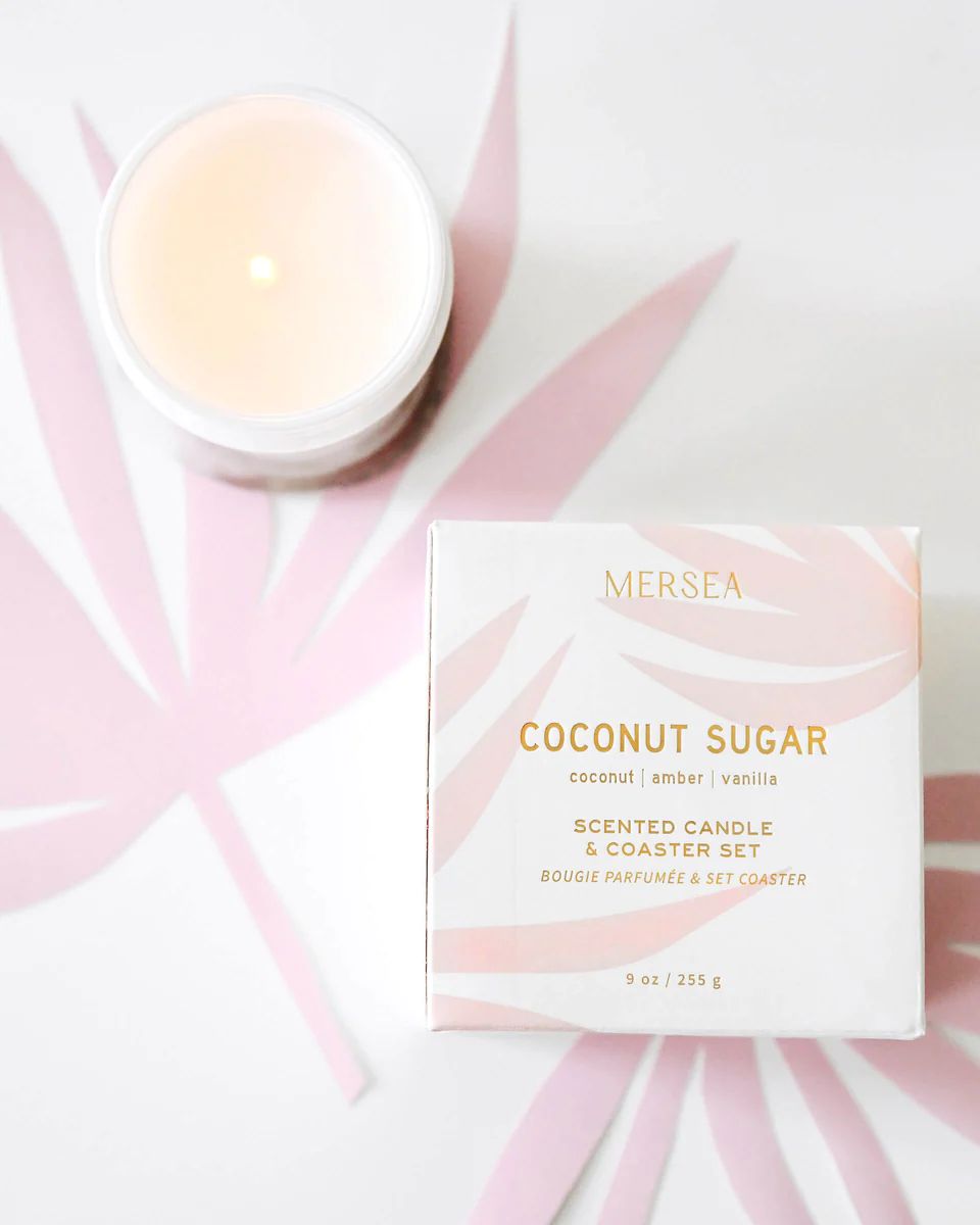 Coconut Sugar Boxed Candle & Coaster | MERSEA