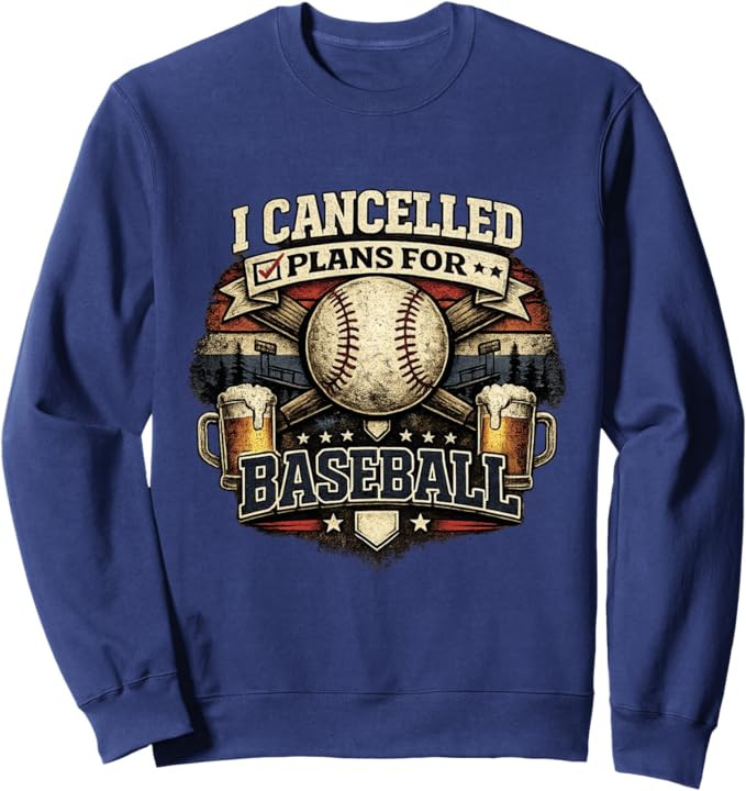 I Cancelled Plans For Baseball Vintage Retro Graphic Sweatshirt | Amazon (US)