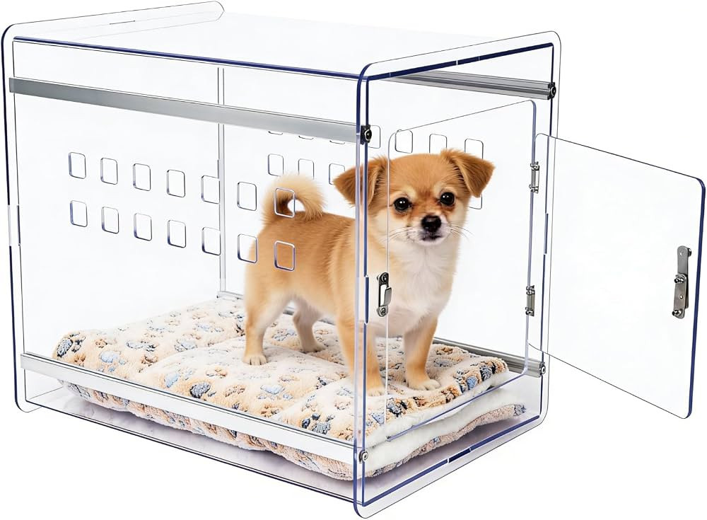 Dog Crate Furniture, Clear Indoor Dog Kennel for Small to Medium Dog, Durable Crack-Resistant PC ... | Amazon (US)