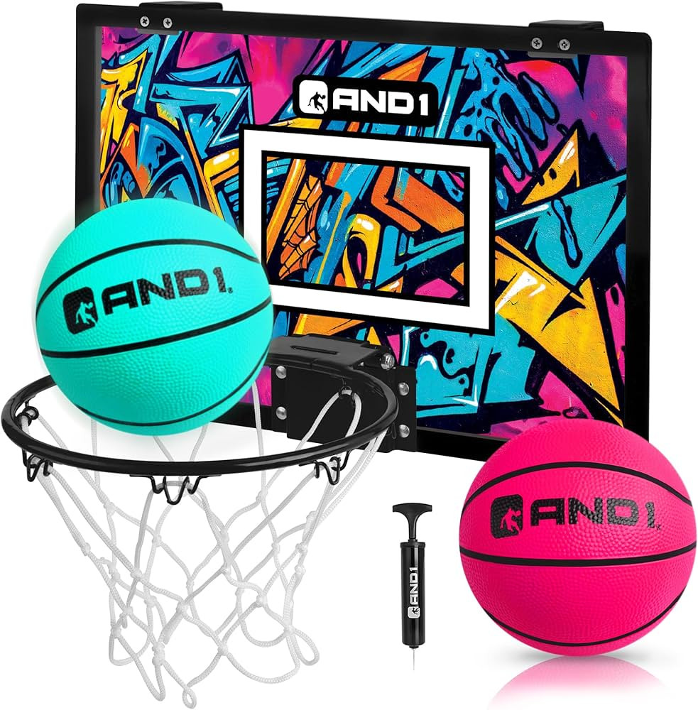 AND1 Over The Door Mini Hoop: - 18”x12” Pre-Assembled Portable Basketball Hoop with Flex Rim,... | Amazon (US)